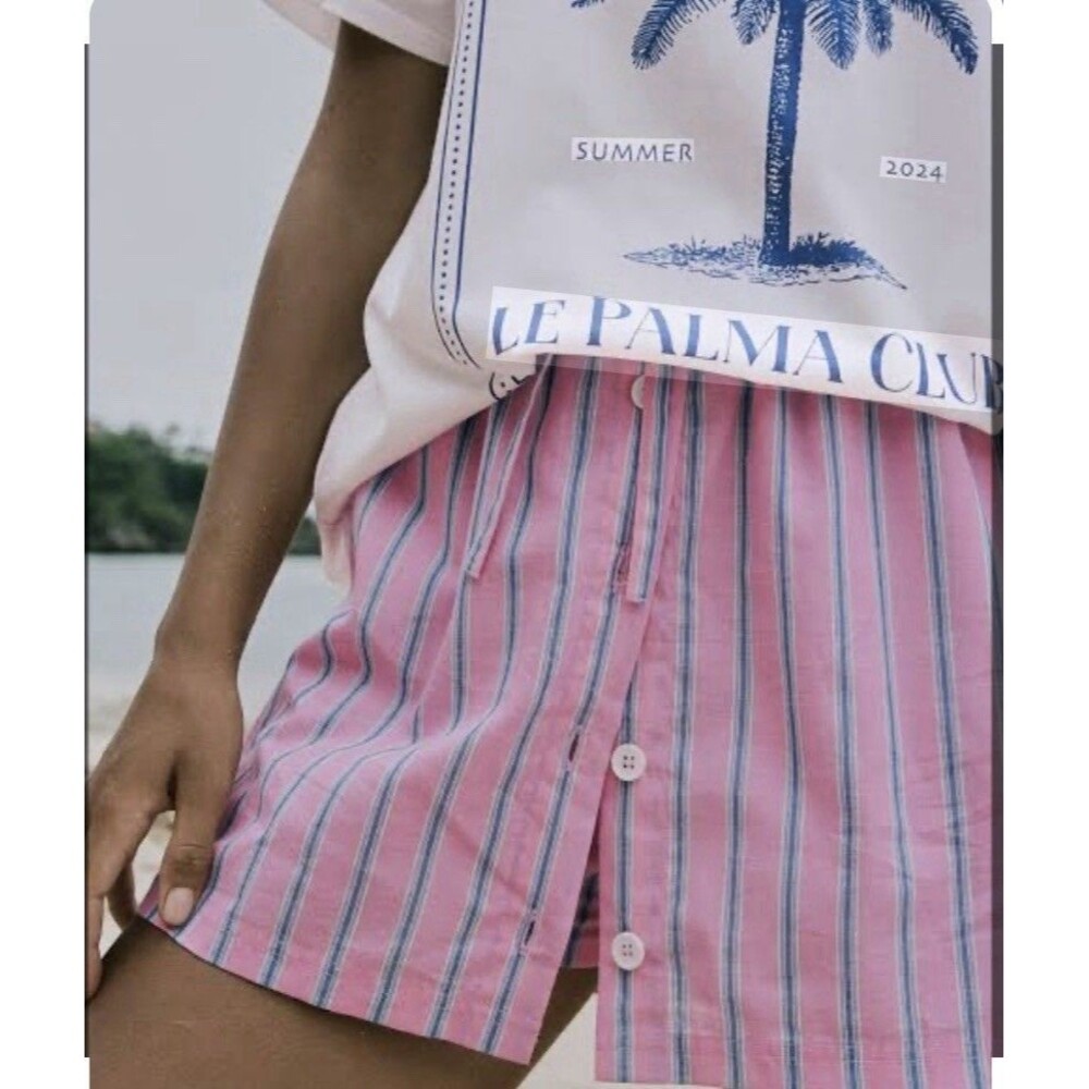 Sunday By Steele Selena Skort Pink Striped Size Medium EUC